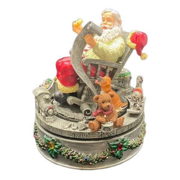 Home For The Holidays Rotating Musical Santa Vintage Centerpiece Music Box - Picture 7 of 12